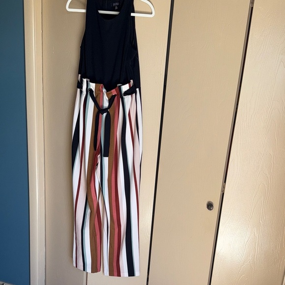 Spense Black and Multicolor Striped Jumpsuit - Picture 1 of 5